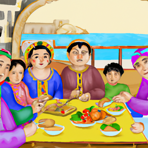 A family enjoying a meal together at a local restaurant during their Bein Harim tour