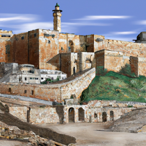 A panoramic view of the ancient city walls of Jerusalem, standing tall since the 16th century.