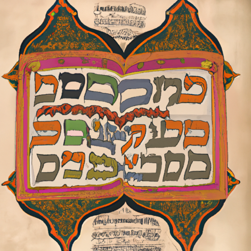 An illustration showing an ancient Ketubah from the 14th century, highlighting the traditional Hebrew calligraphy and intricate designs.